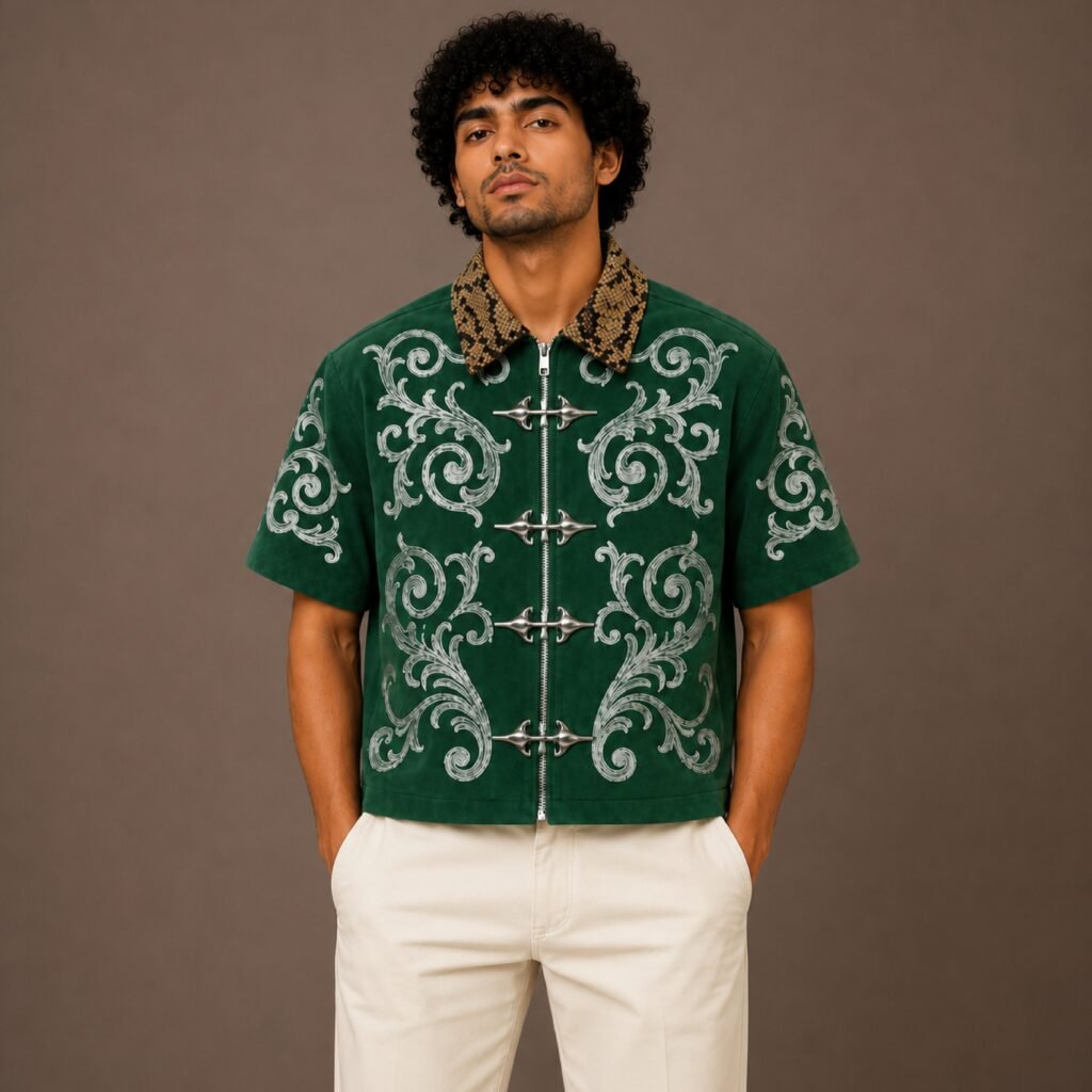 IBCD2-1 IBEN Emerald Baroque Zip Shirt