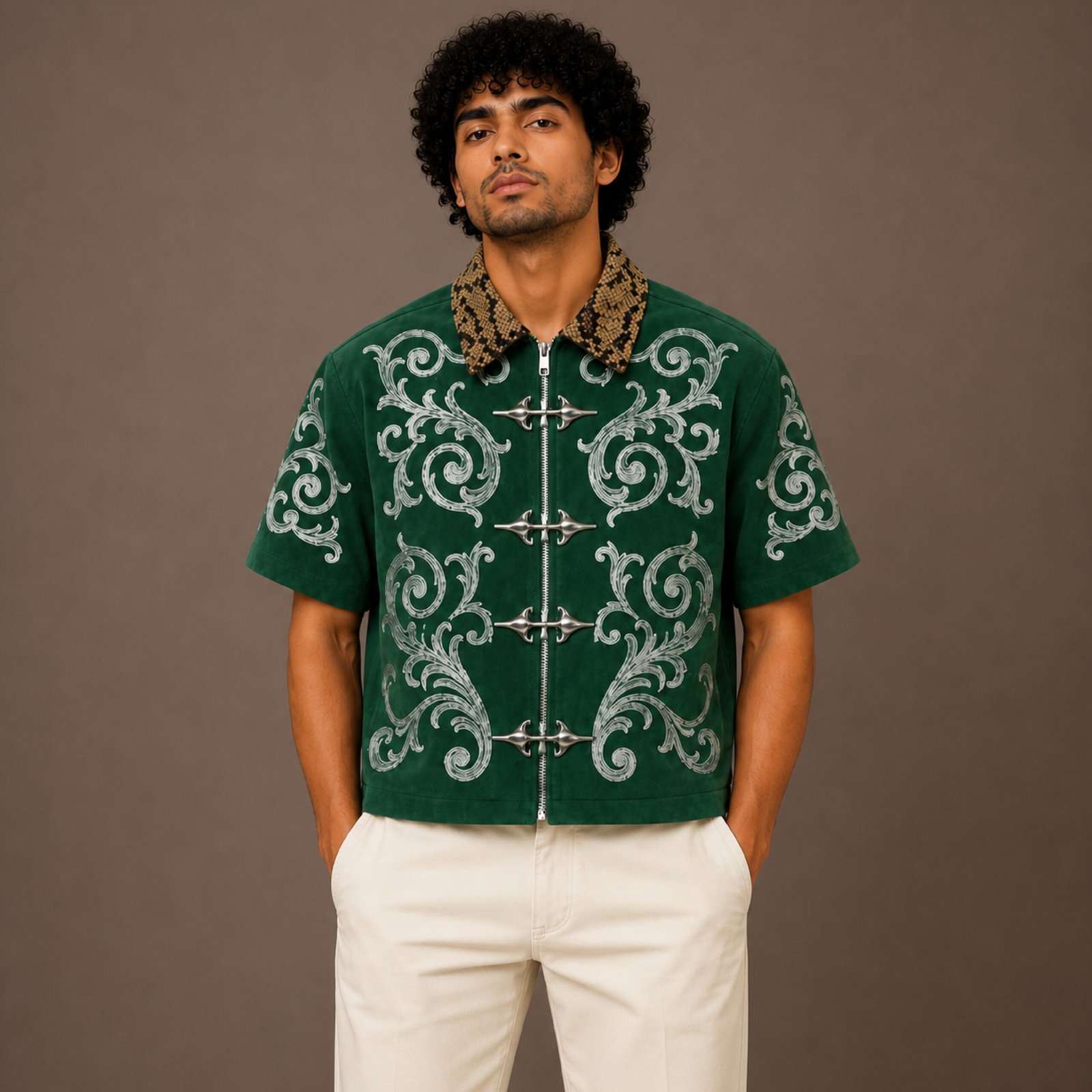IBCD2-1 IBEN Emerald Baroque Zip Shirt