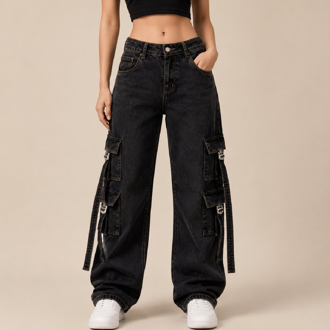 IBGJ12-1 IBEN Black Cargo Denim