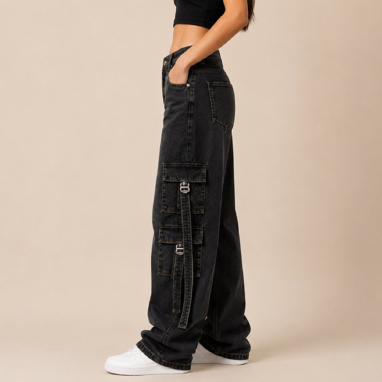 IBGJ12-1 IBEN Black Cargo Denim