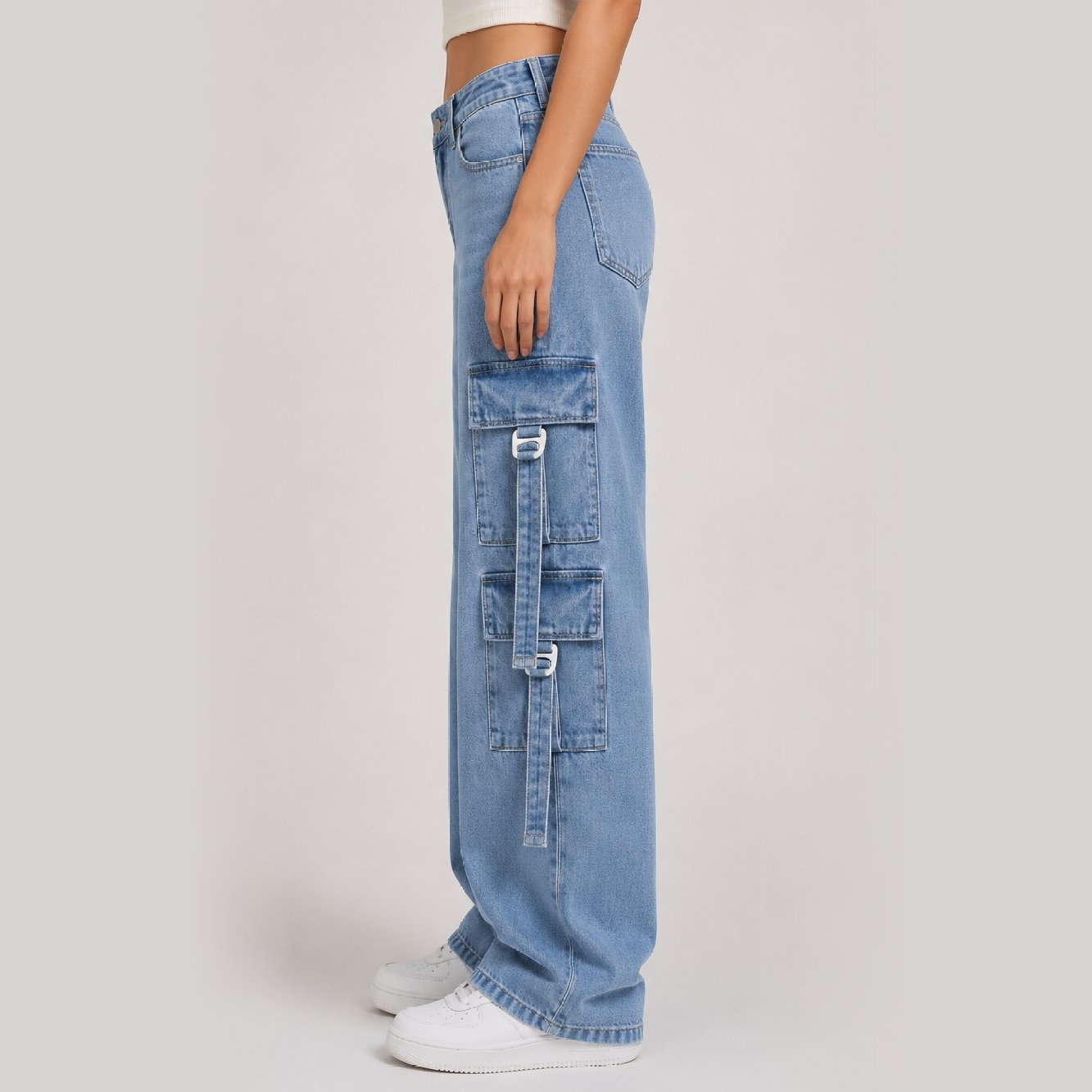 IBGJ14-1 IBEN Sky Blue Cargo Jeans