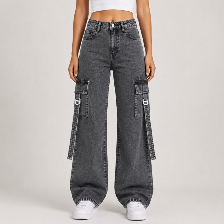 IBGJ16-1 IBEN Black Cargo Jeans