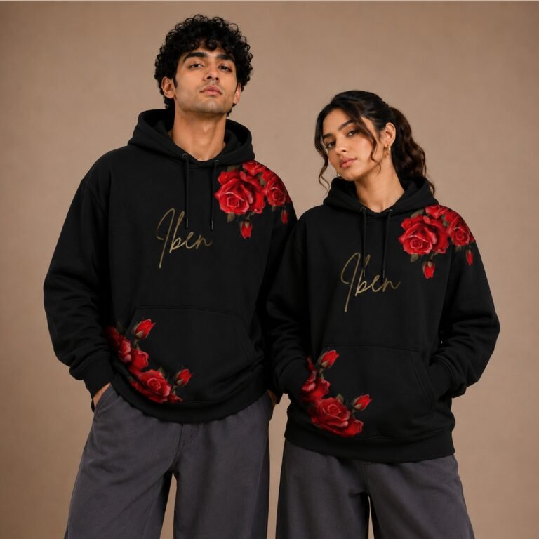 black 1 IBEN black floral hoodie