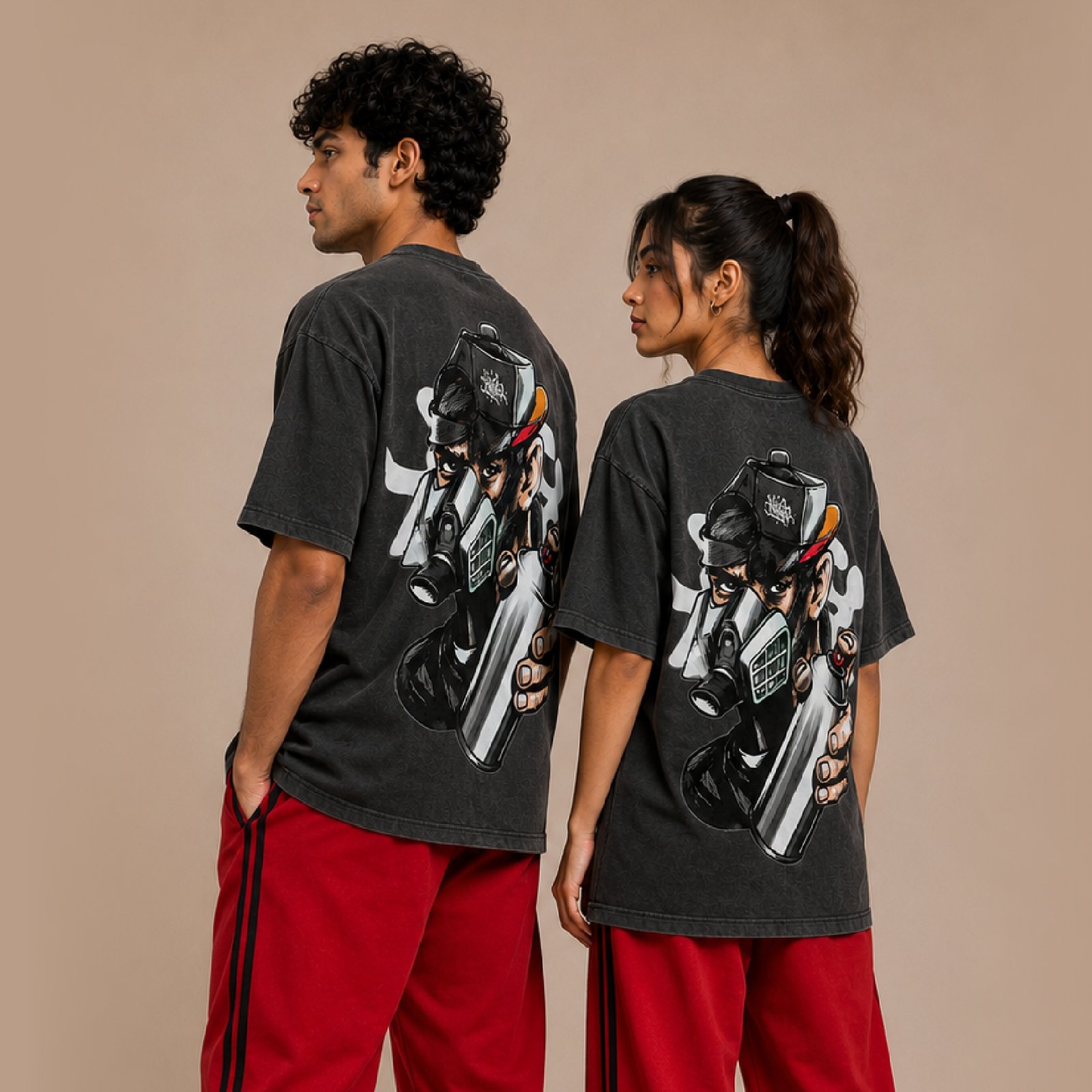 black 1 IBEN Graffiti Mask T-Shirt