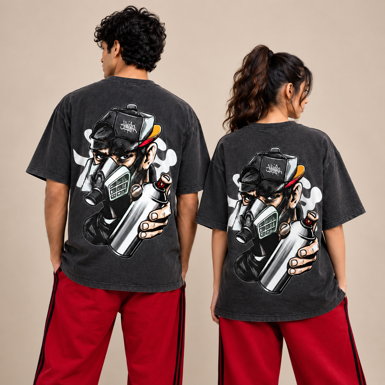 IBEN Graffiti Mask Oversized T-Shirt - Image 3