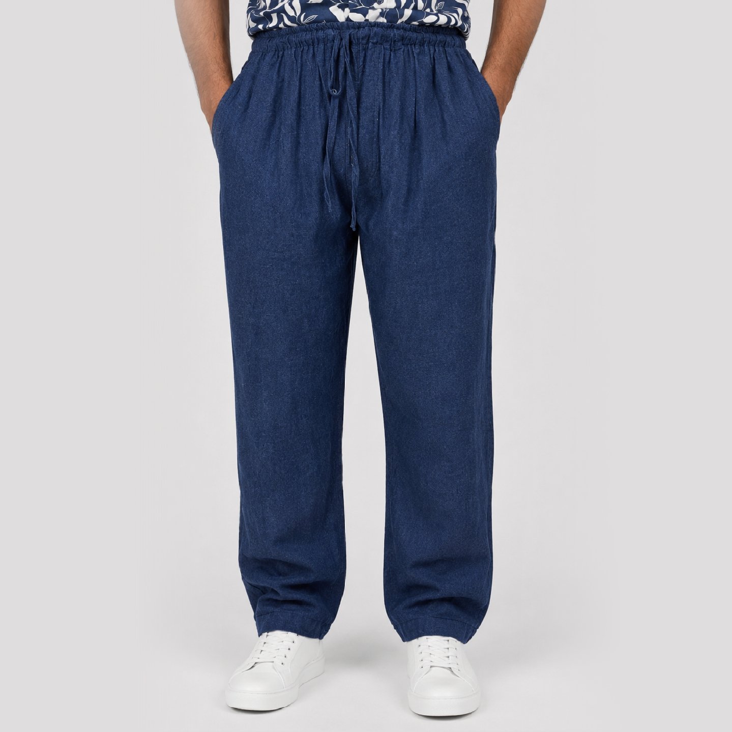 blue 1 IBEN Dark Blue Linean Trousers