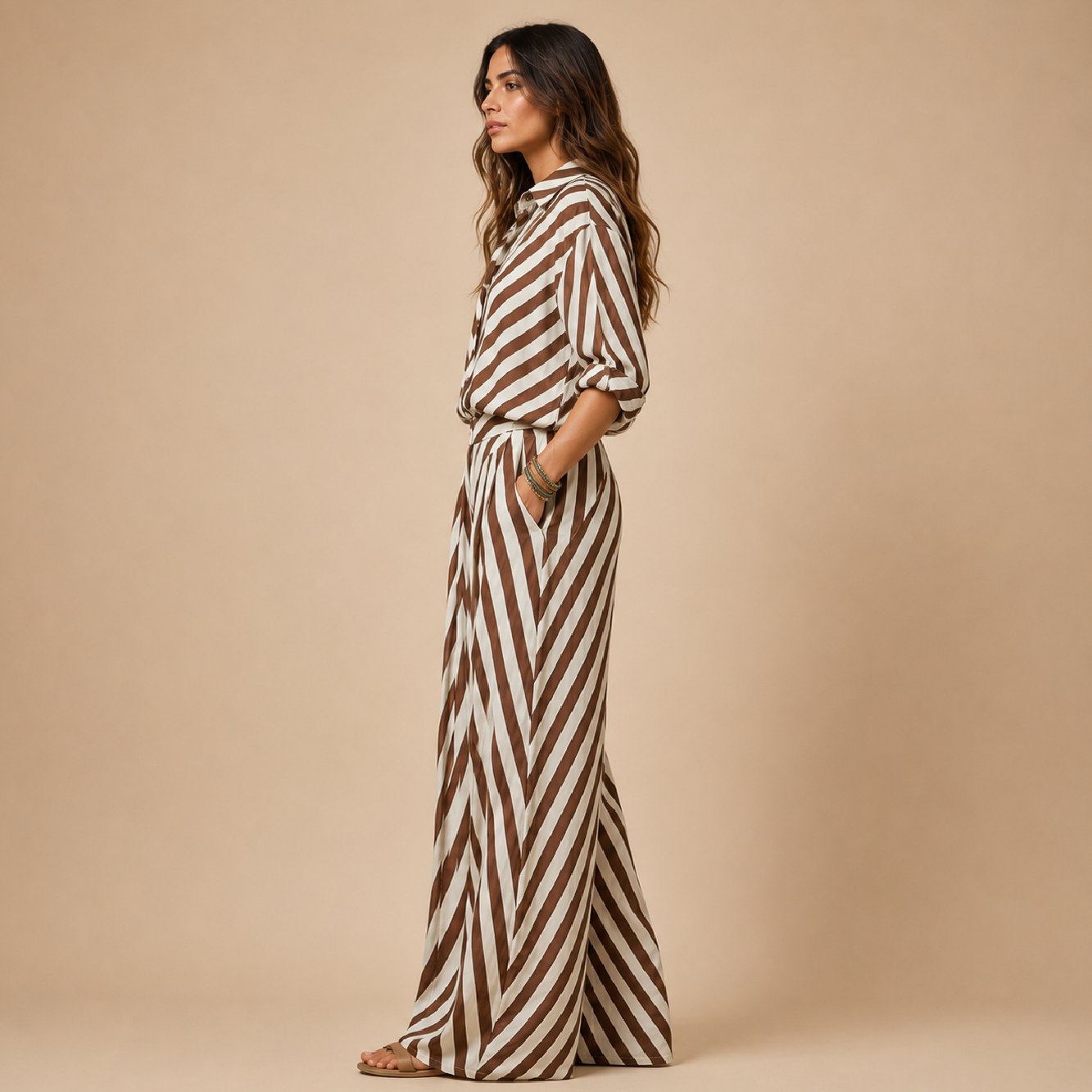 IBEN Brown & White Co-ord Set - Image 3