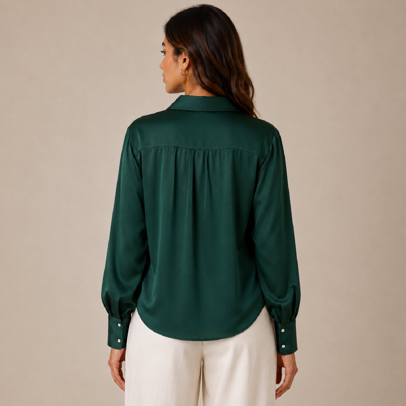 IBEN Emerald Green Satin Shirt - Image 3