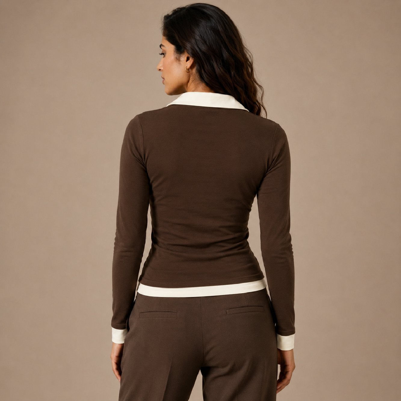 IBEN Espresso Contrast Polo Top - Image 3