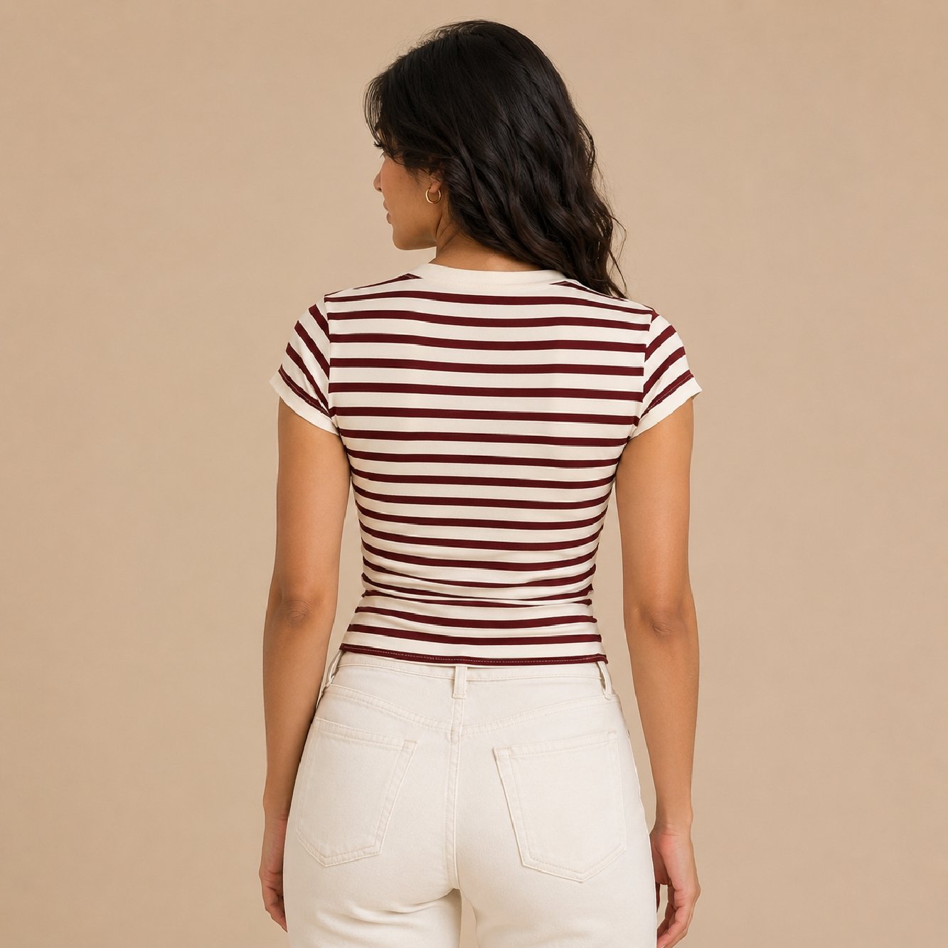IBEN Maroon Striped Tshirt - Image 3
